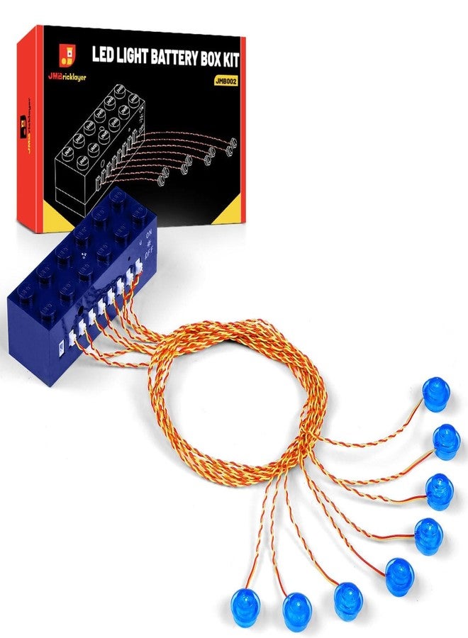 مجموعة مكعبات بناء JMBricklayer المزودة بإضاءة LED، 2x6 مكعبات زرقاء مضيئة مع وضع استشعار الضوء، ملحقات إضاءة يمكنك صنعها بنفسك، متوافقة مع التحديثات الرئيسية - Image 1